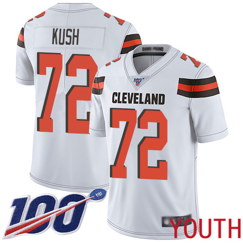 Cleveland Browns Eric Kush Youth White Limited Jersey 72 NFL Football Road 100th Season Vapor Untouchable